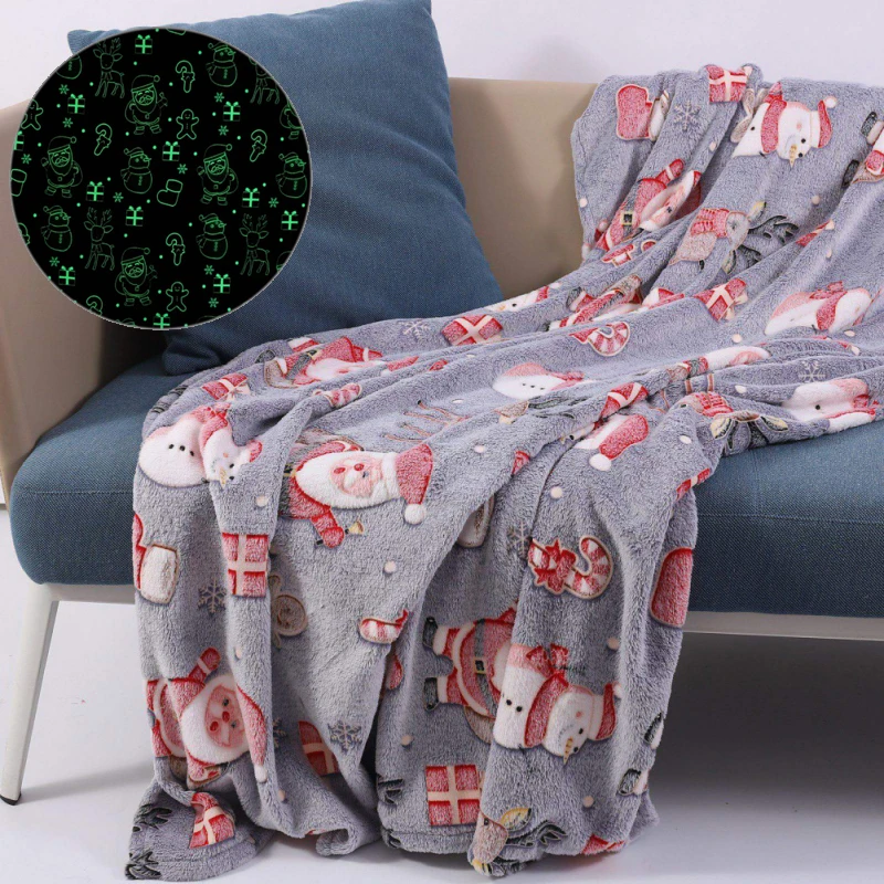 

Glow in The Dark Blanket Christmas Blanket for Kids Girls Boys Teens Plush Blanket Gifts Soft Blankets and Throws Bed Throws