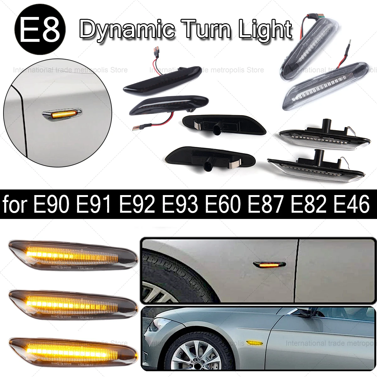 CLIGNOTANT DYNAMIQUE Aile Latéral LED Pour BMW E90 E91 E92 E60 E87 E46