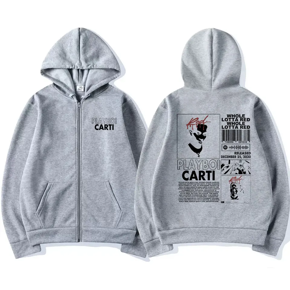 Rapper Playboi Carti Whole Lotta Red Album Zipper Hoodie Men's