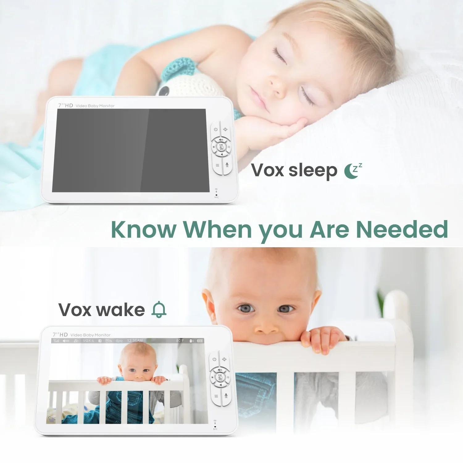 7.0 Inch Video Baby Monitor With Two Camera