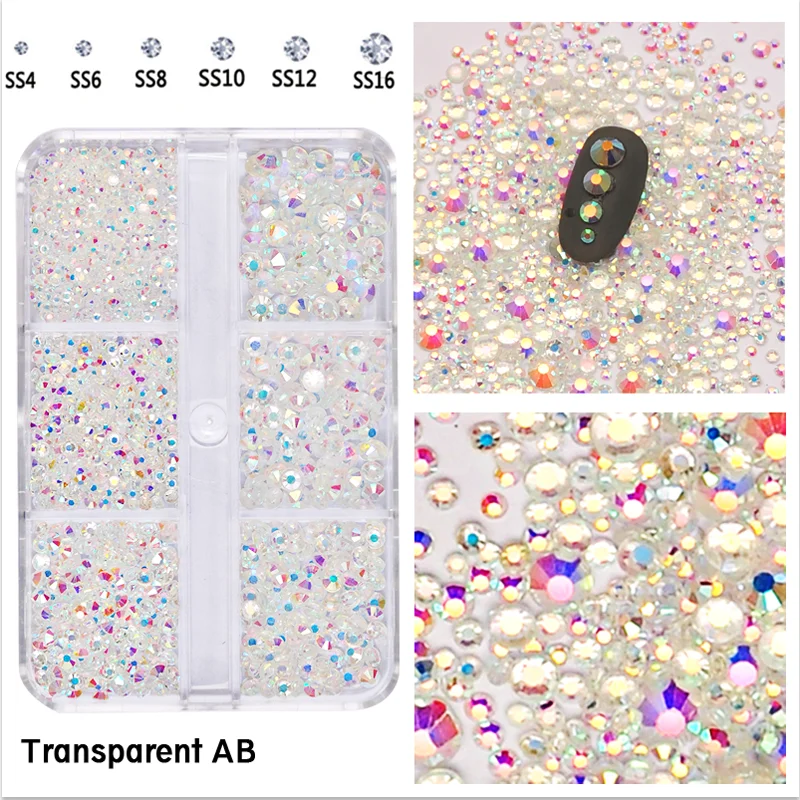 YanRuo Box Rhinestones SS4-SS16 TRAB Non Hotfix Glass Glitter Flatback DIY Decorations Crafts Beauty Accessories For Nail Charms 1jar mixed shape crystal ab clear champagne gold black 3d non hotfix flatback charming stones nail art decorations for manicure
