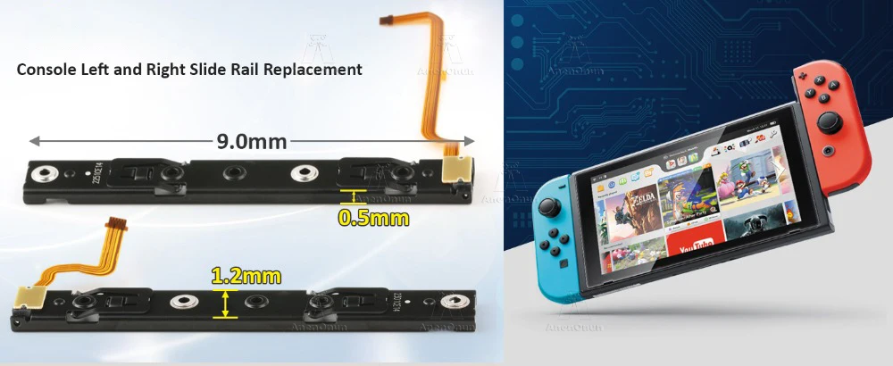 Konsolenschiebeschiene für Switch Premium-Ersatzset Konsole mit Sensor-Flexkabel Links/Rechts Metallschiene Langlebige Reparaturteile – Detail 2