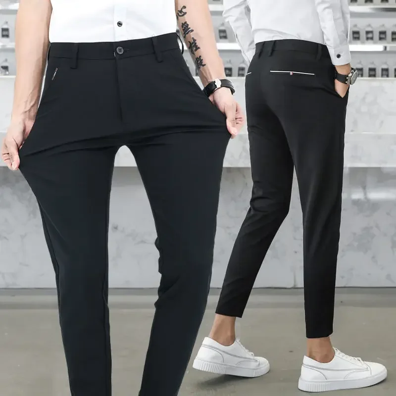 

Брюки Мужские приталенные деловые, Повседневные Классические штаны, Офисная уличная одежда, брюки, весна-лето 2023