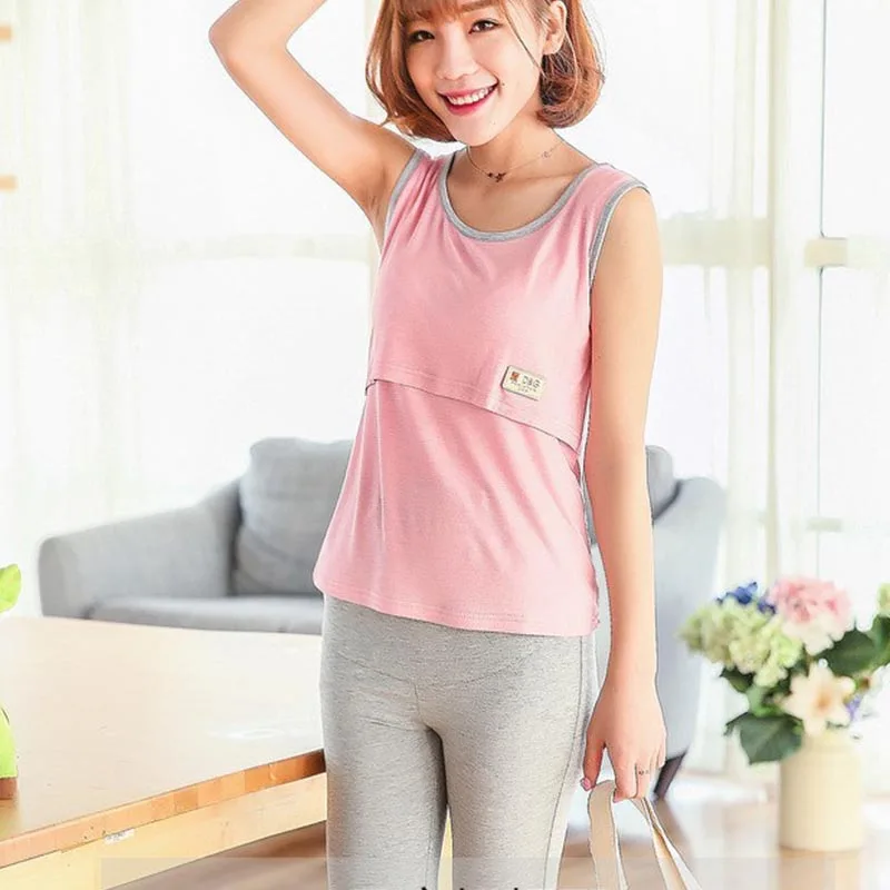 Womens Maternity Tops Nursing Vest Clothes Tank Tops Sleeveless Breastfeeding Pregnancy Clothing Premama Summer Camis
