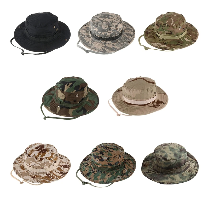 

New Camouflage Outdoor Fisherman Travel Sunscreen Hat Sports Sun Bucket Cap Fishing Cap Breathable Riding Hiking Hunting Hats
