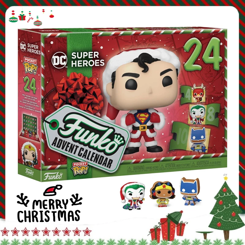 Christmas Advent Calendar 24PCS Christmas Advent Calendar Hero Holiday Calendar DC Superhero 24 Pocket Toys Christmas Gift Toys