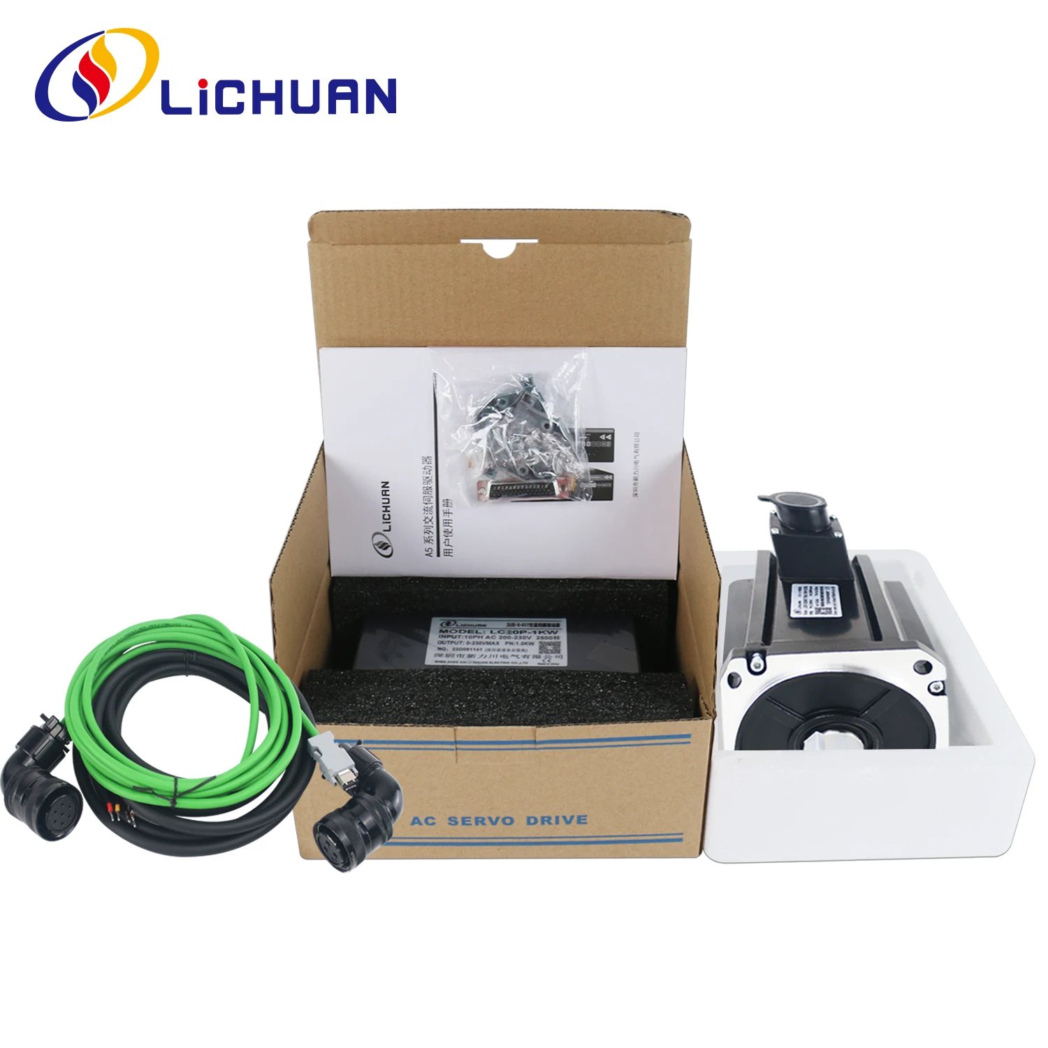 Lichuan A5 220V 4A/5A/6A 2500RPM IP66 1KW 1.3KW 1.5KW AC Servo Driver Motor Kit 4.0N.m/5.0N.m/6.0N.m AC Servo Motor Drivers Kit