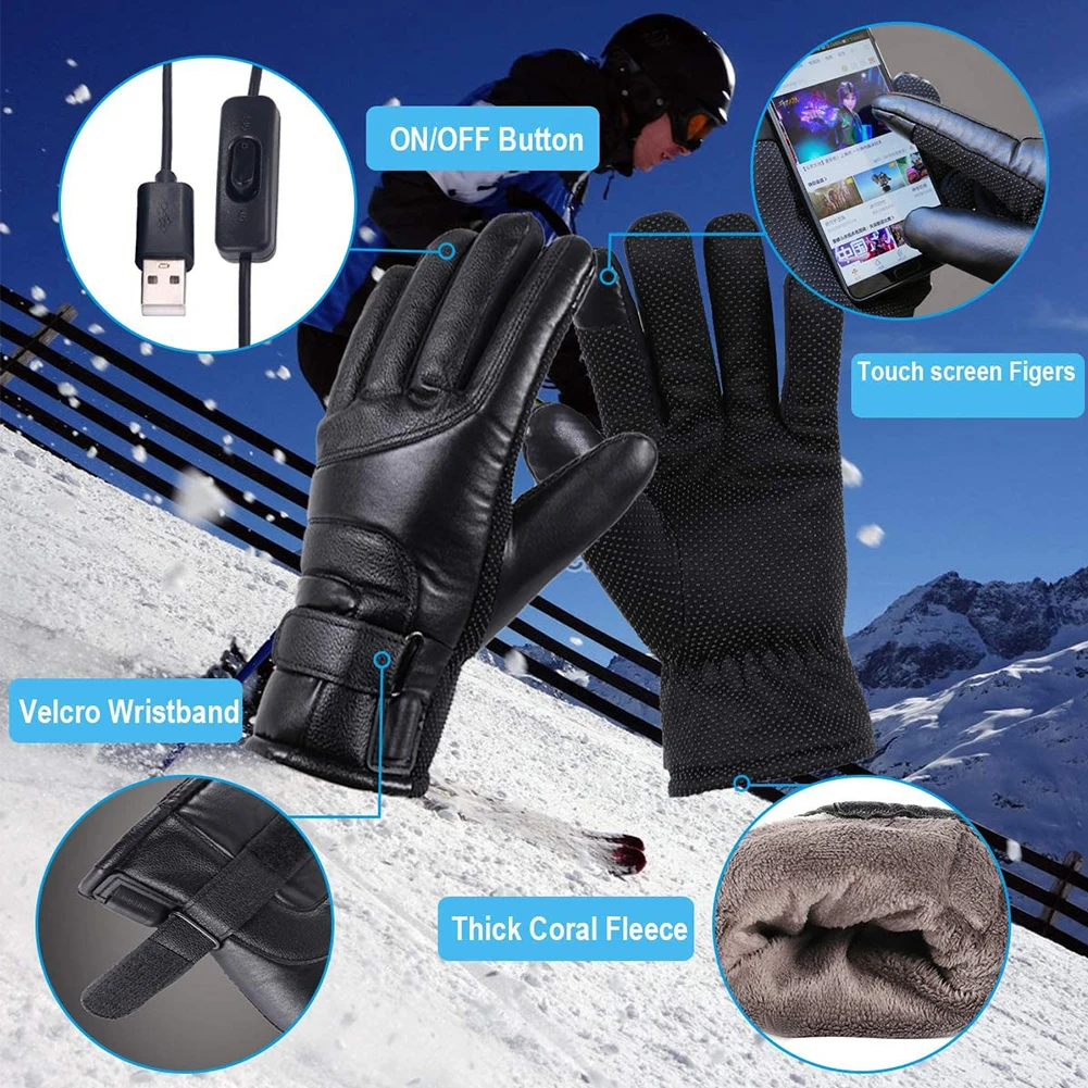 Winter Thermal Cycling Gloves Waterproof Skiing Motorcycle Riding USB  Electric Heating Gloves Touchscreen Heated Hand Warmer