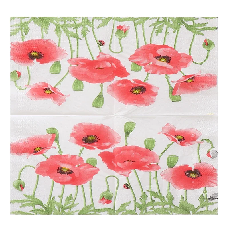 New Red Flowers Wedding Colourful Napkins Printed Paper Napkins Party Decoration Supplies 20pcs/pac Paper Placemats 33*33cm 2Ply