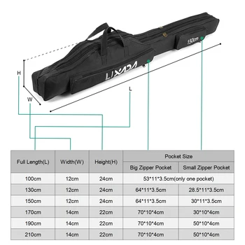 Lixada 210/190/170cm Fishing Bag Oxford Cloth Folding Fishing Rod Reel Bag Fishing Tackle Storage Bags Travel Carry Case Pesca 5