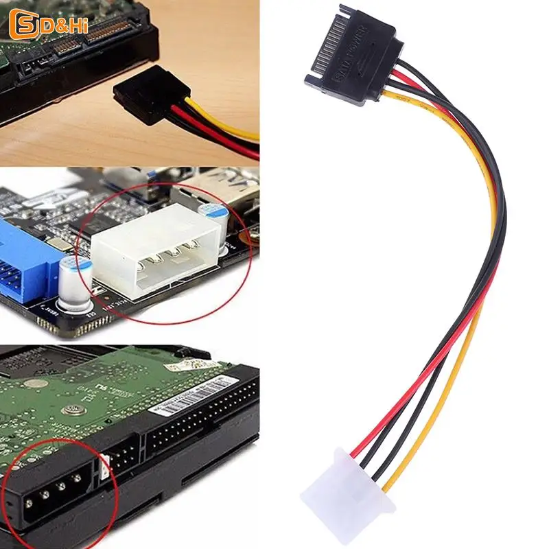 

Кабель питания SATA-IDE 15 Pin SATA папа-Molex IDE 4 Pin мама кабель адаптер