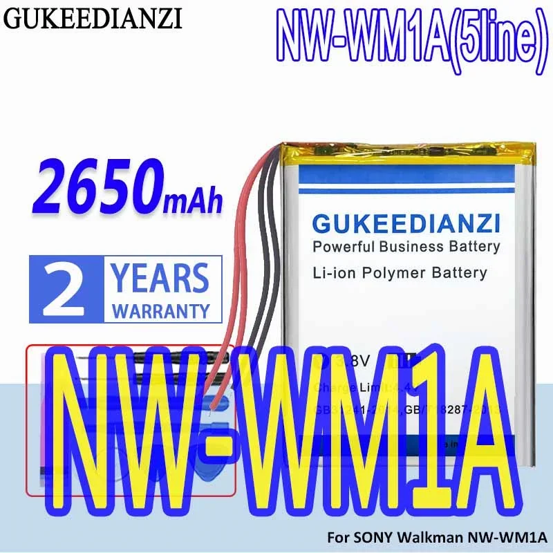 Batteria Di Ricambio Gukeedianzi Ad Alta Capacità 2650Mah Per Sony Walkman Nw-Wm1A Nw-Wm1Z Player 5-Wire