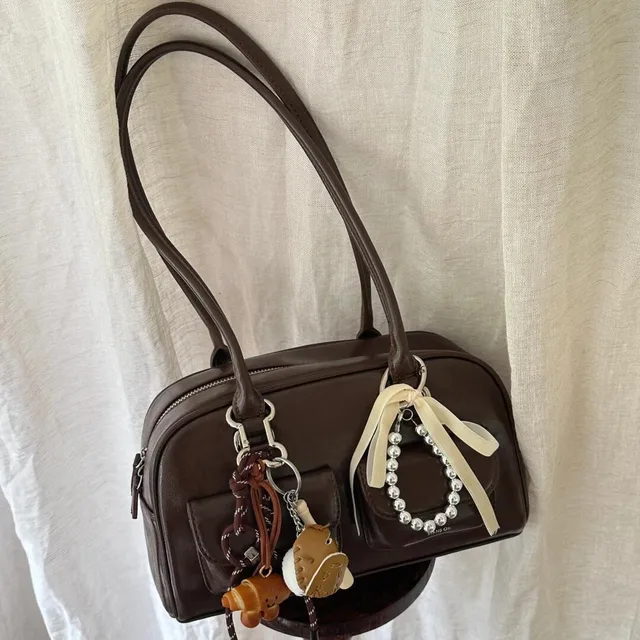 Sac à main de Bowling marron de grande capacité pour femmes, sac à bandoulière rétro Style coréen INS automne hiver, nouveau sac tendance 2025 1