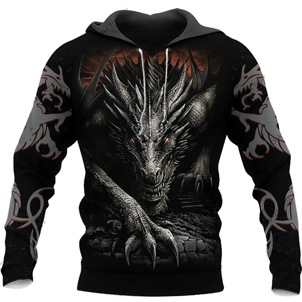 Men's Spring Vintage 3D Printed Hoodie Long Sleeve Sweatshirt Casual Hooded Clothing Male Oversized Streetwear Outdoor Hoodies