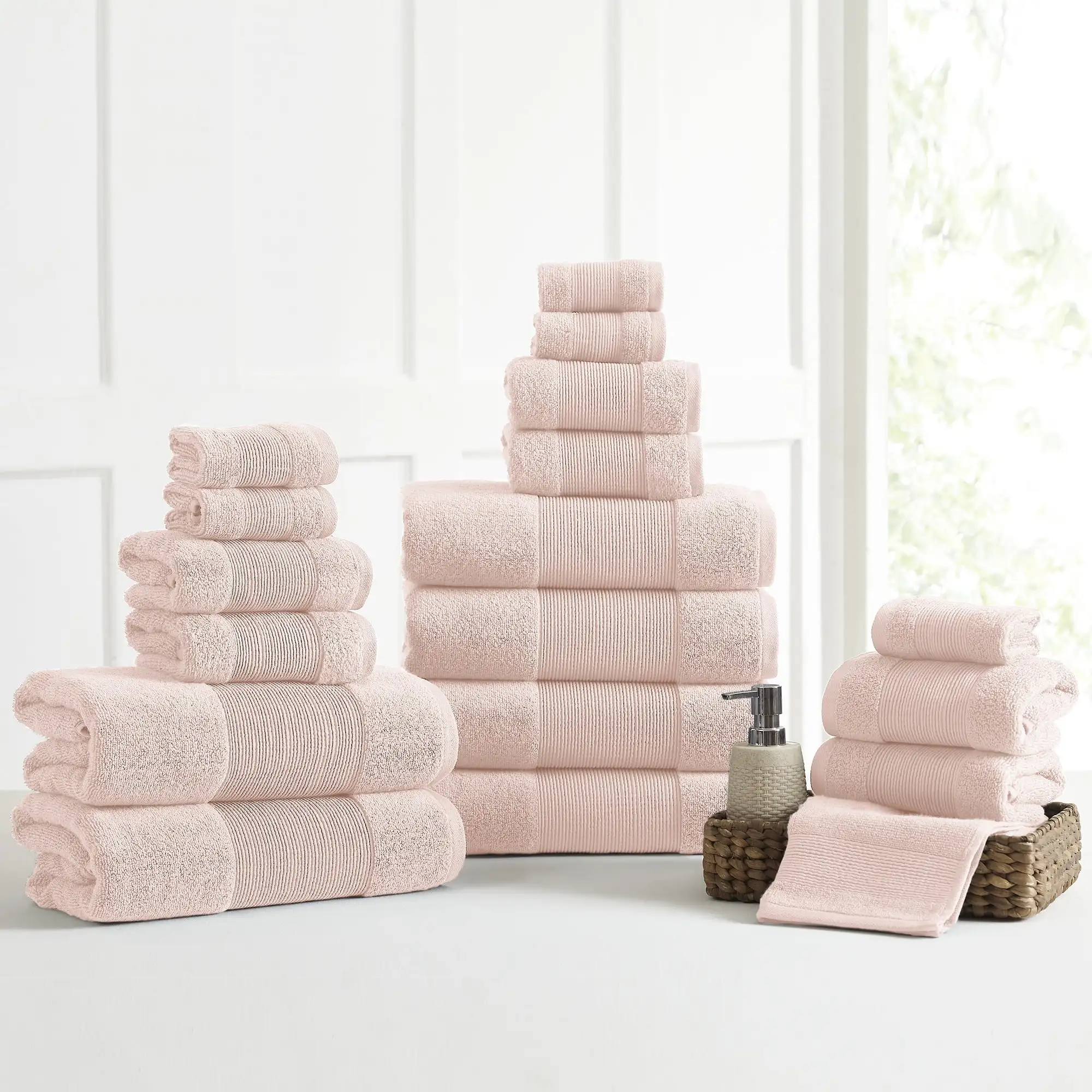 

Modern Threads Aircloud 18-Piece Cotton Adult Bath Towel Set, Peachy Blush