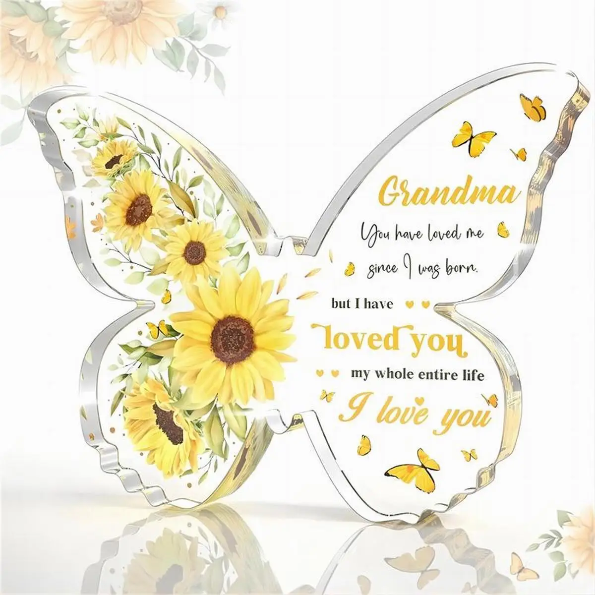 Grandma Butterfly Plaque - Acrylic "I Love You" Home Decor Gift For Grandma's Birthday & Holidays