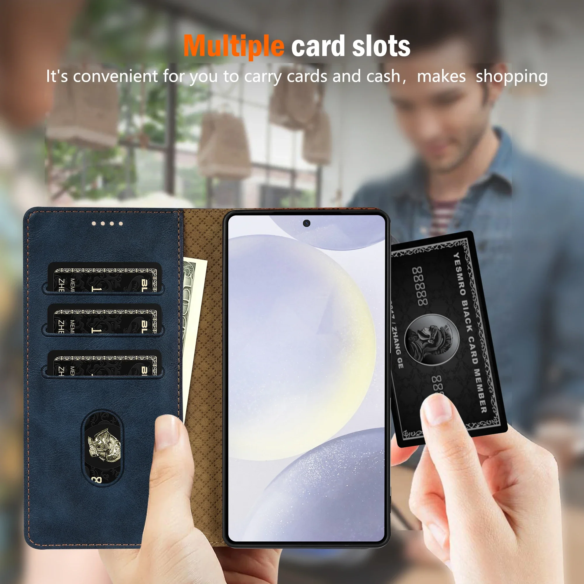 Premium Business Leather Phone Case with Book Flip Design and Card Slots Wallet Cover