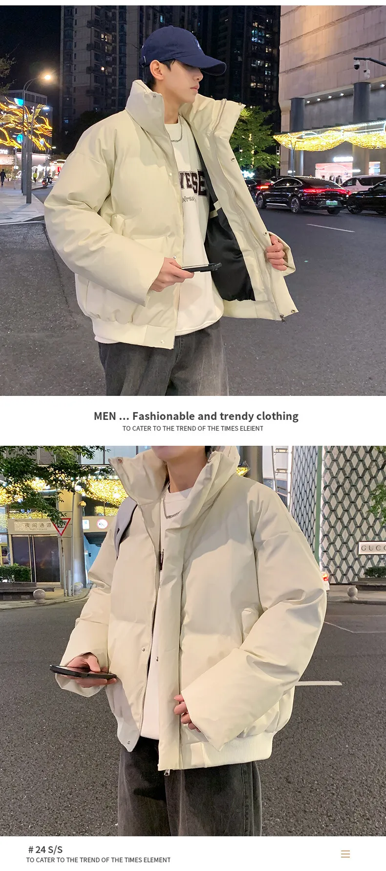 Einfarbige, mit Baumwolle gefütterte Herrenjacke, 2025, Winter, lässig, dick, Parkas, Jugend, Streetwear, winddicht, warmer Mantel, Outdoor-Top-Kleidung – Detail 12