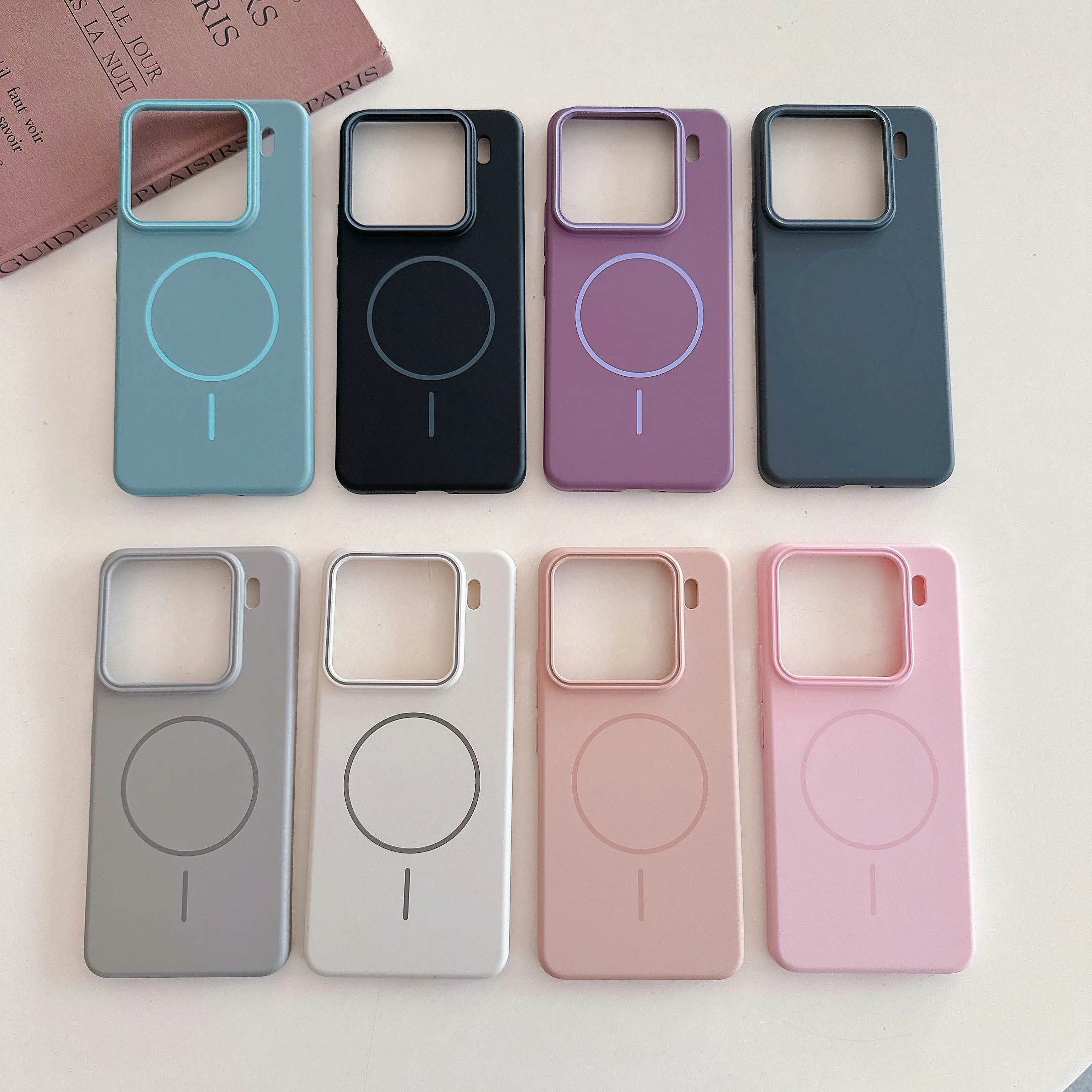 Ultra Thin Magnetic Candy Color Matte Phone Case with Wireless Charging Capability