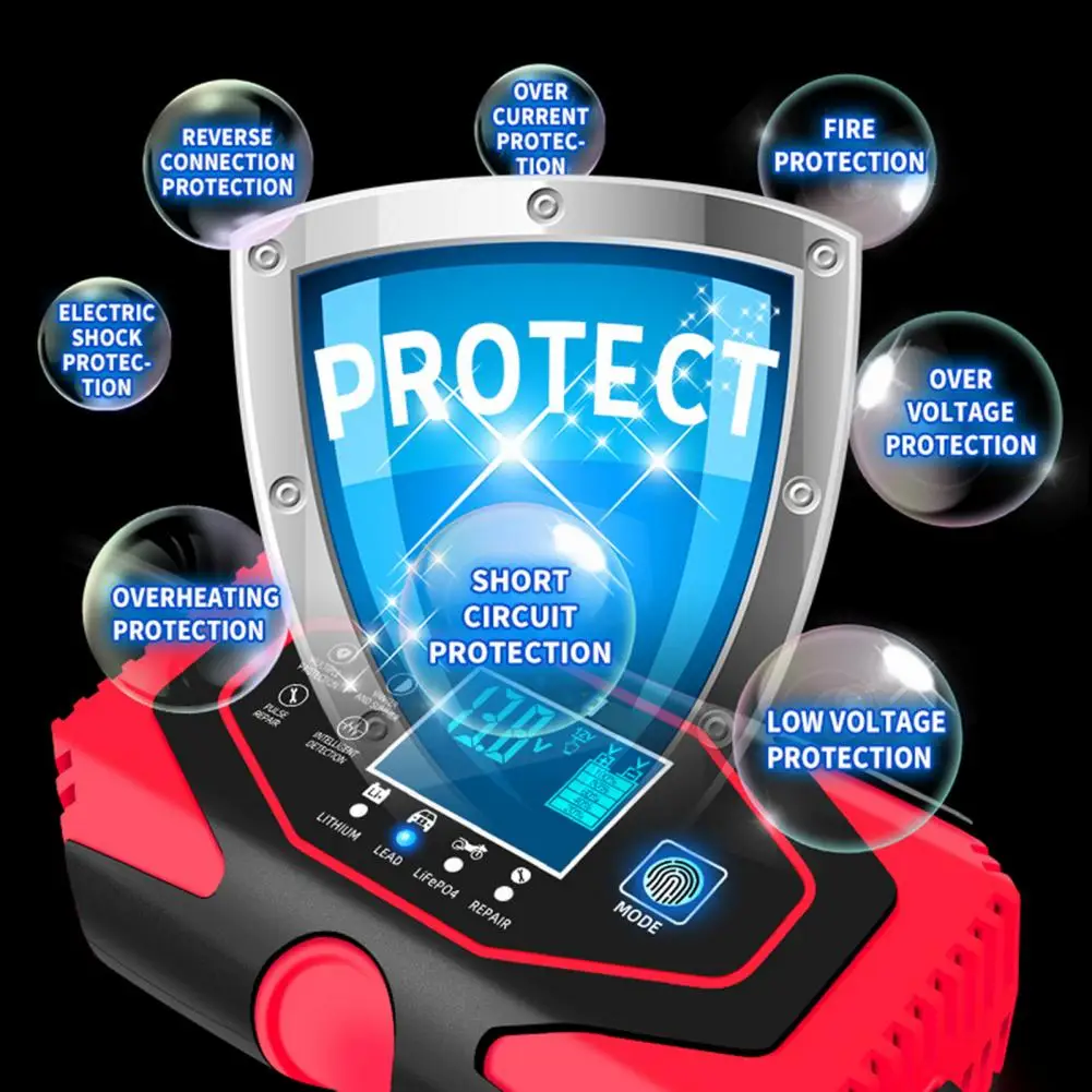 

Motorcycle Battery Charger Practical UK Plug ABS 7 Charging Stages Battery Charger for Truck