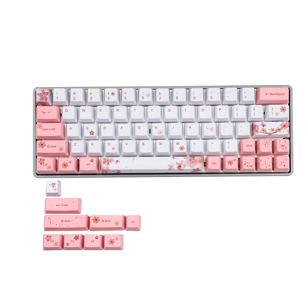 Corante Subbed Pbt Keycap 72 122 Chaves Oem Perfil Keycaps para mx Switches Dz60 Gk64 Tkl87 96 108 Teclado Sakura Keycap - Imagem 2