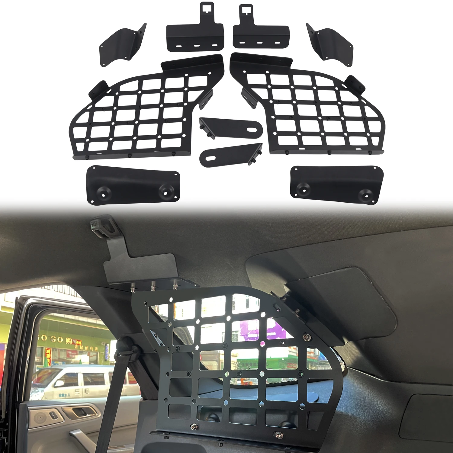 

Fit For Ford Everest 2016-2021 Side Window Bracket Modification Storage Panel Rear Trunk Debris Rack Storage Molle panel