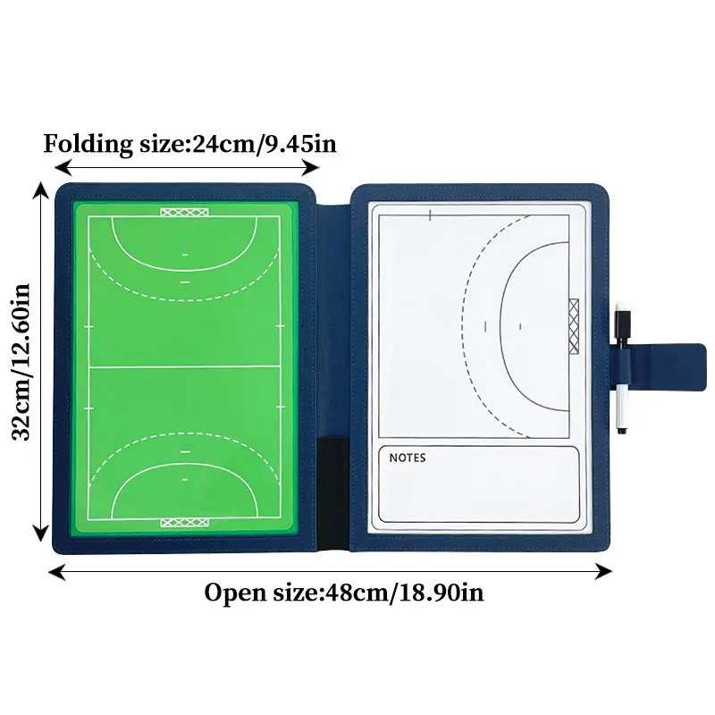 Folding handball coaching board double-sided magnetic writable erasable game training portable strategy board 12.6&times;9.6in