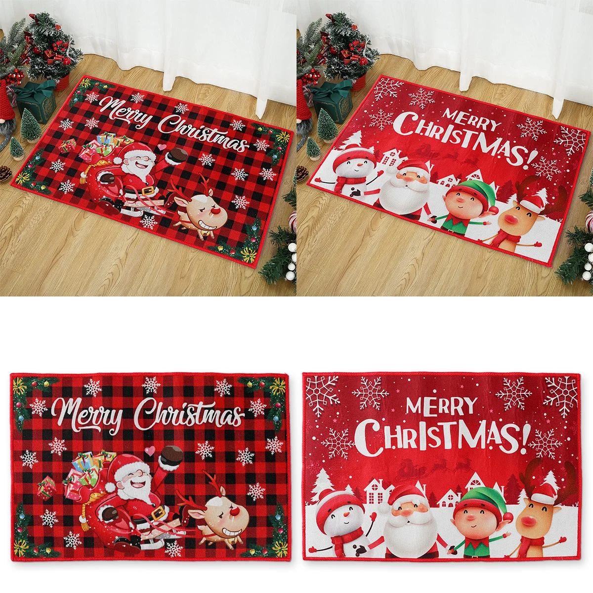 Felpudo De Navidad Con Papá Noel - Alfombra Navideña Antideslizante Para Entrada, Cocina O Salón