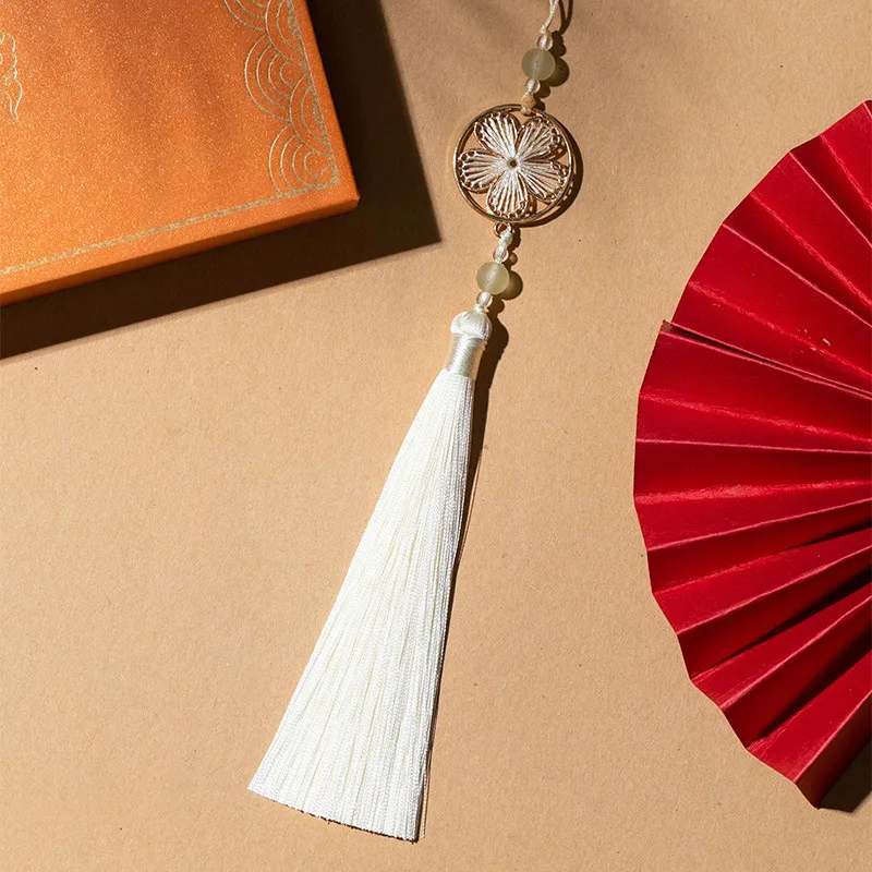 Description Picture 4 of item1Pcs 14Cm Tassels Pendant Round Ring Flower Beaded Peach Blossom Tassels With Hanging Rope DIY Clothes Bags Crafts Fans Fringe