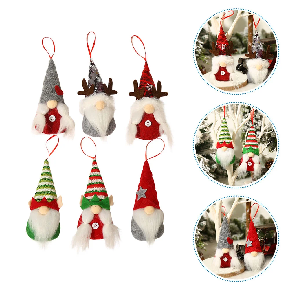 

6pcs Christmas Pendants Dolls Adornment Party Hanging Pendents (Assorted Color)