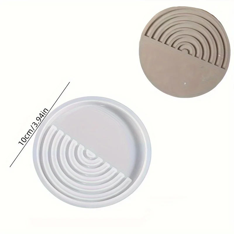 1pc Round Geometric Stripe Coaster Silicone Mold - Resin Casting Molds for DIY Coaster Making, Clay Crafts, Jewelry Tray