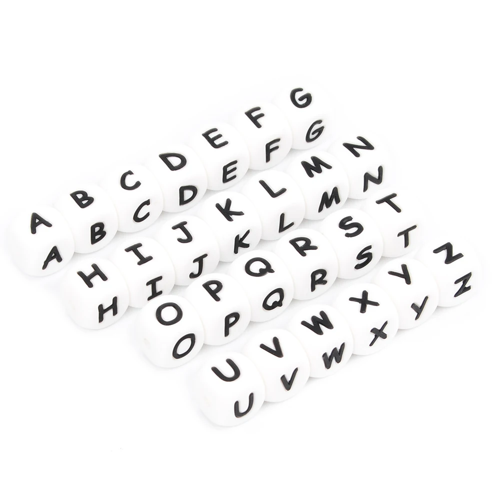 LOFCA 12 mm 100 Stück Silikon-Buchstabenperlen in Lebensmittelqualität, BPA-frei, lose Alphabetperlen für personalisierte Namens-DIY-Schmuckzubehör – Detail 26