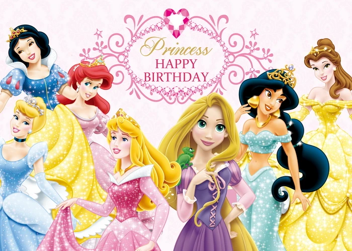 birthday backdrop party backdrop curtain party decoration party supplies Disney Princesses Photography Backdrop for Girls Baby Shower Birthday Party Decor Fairy Table Kids Dessert Table Banner Supply