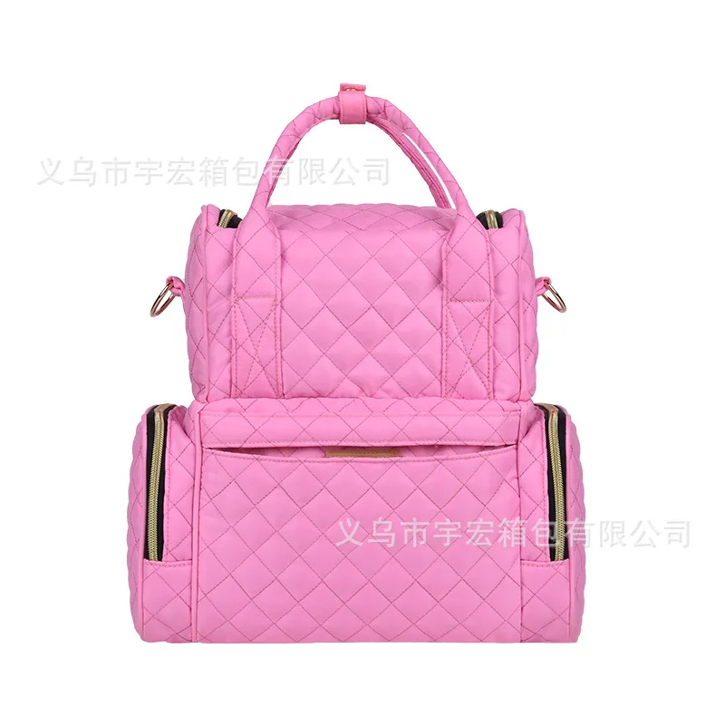 Pink 48-Grid Nail Bag/Waterproof Multifunctional Manicure Implement Storage Bag/Double-Layer Large Capacity Cosmetic Bag