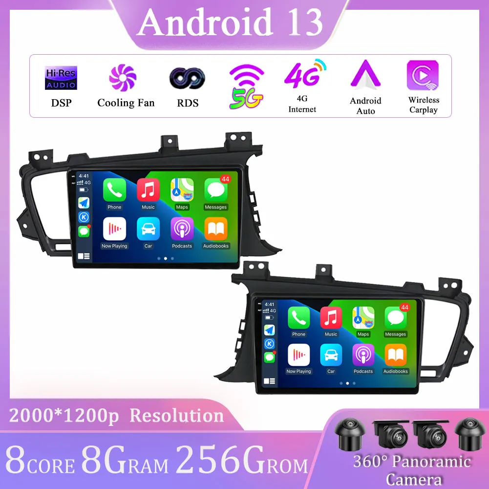 

9"Android 13 For Kia Optima 3 K5 TF T 2010 - 2015 Car Radio Multimedia Player Navigation GPS Audio Carplay 4G+WIFI