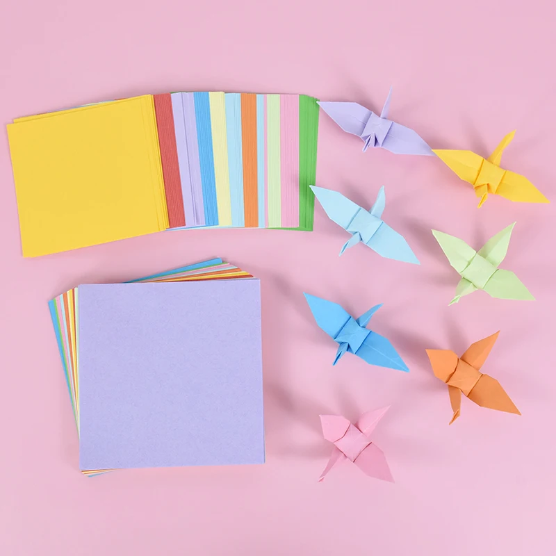100 Sheets Colored Paper Colorful Cardstock Origami Square Colorful Papers  Kids Child - AliExpress