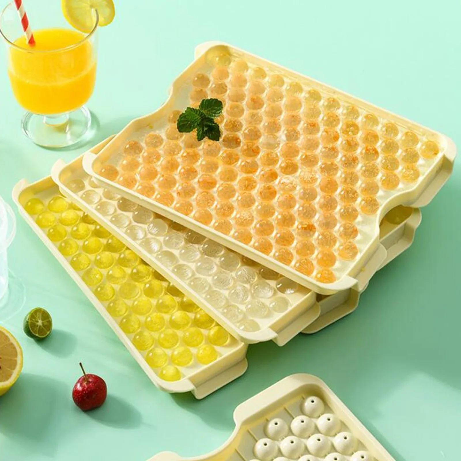 

3 Layers Ice Cube Tray With Cover Lid Ice Blocks Ice Storage Box Ice Freezer Container Ball Shape Ice Maker Includes Shovel