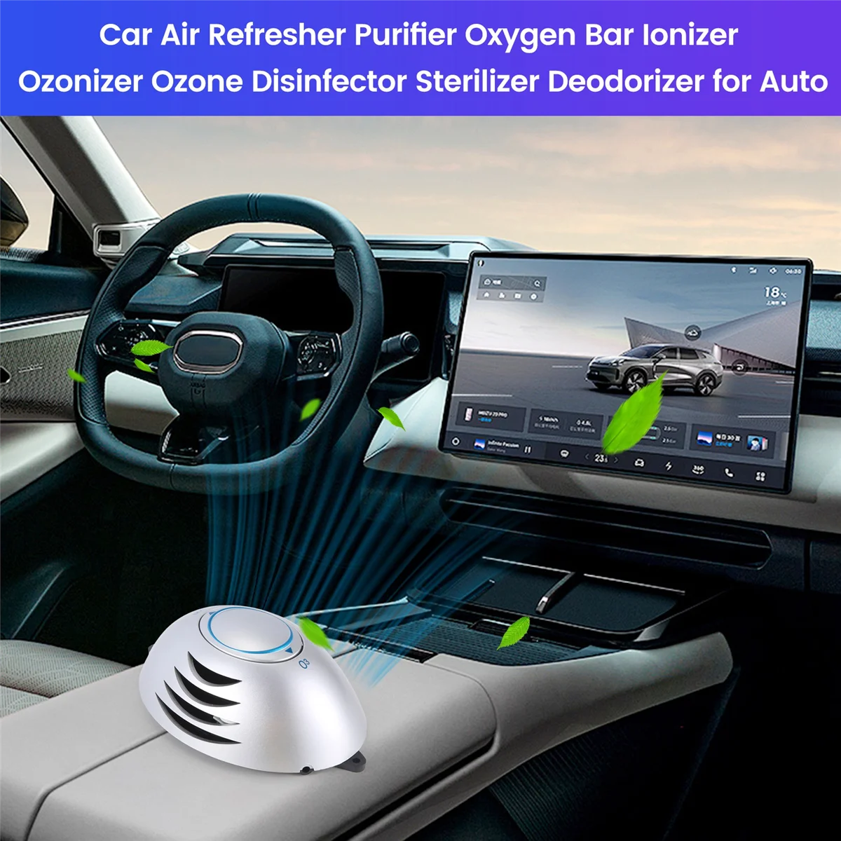 Car Air Refresher Purifier Oxygen Bar Ionizer Ozonizer Ozone Disinfector Sterilizer Deodorizer for Auto
