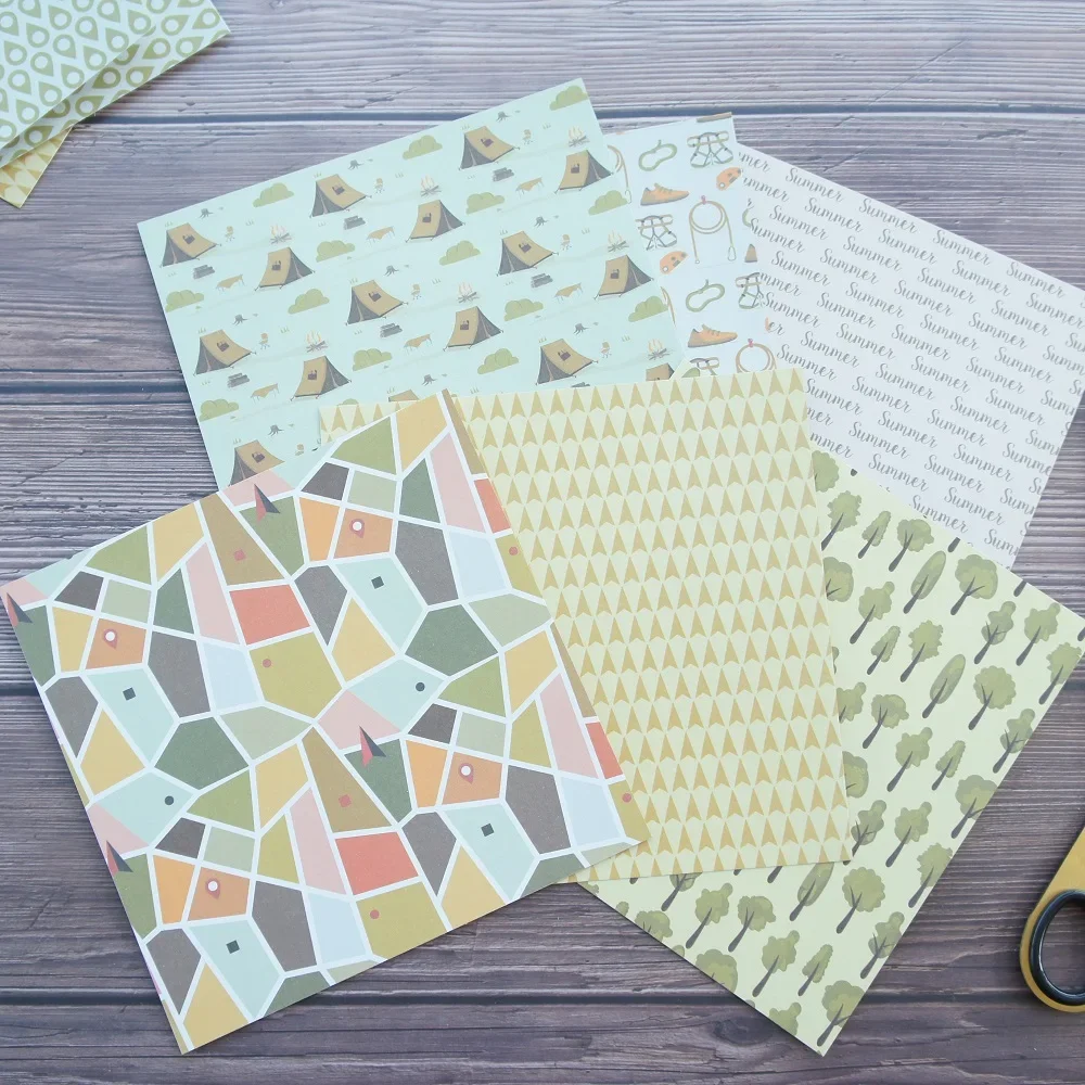 

24 sheets DIY 12 style 15.2*15.2cm Outdoor sport theme craft paper scrapbooking creative paper DIY gift use