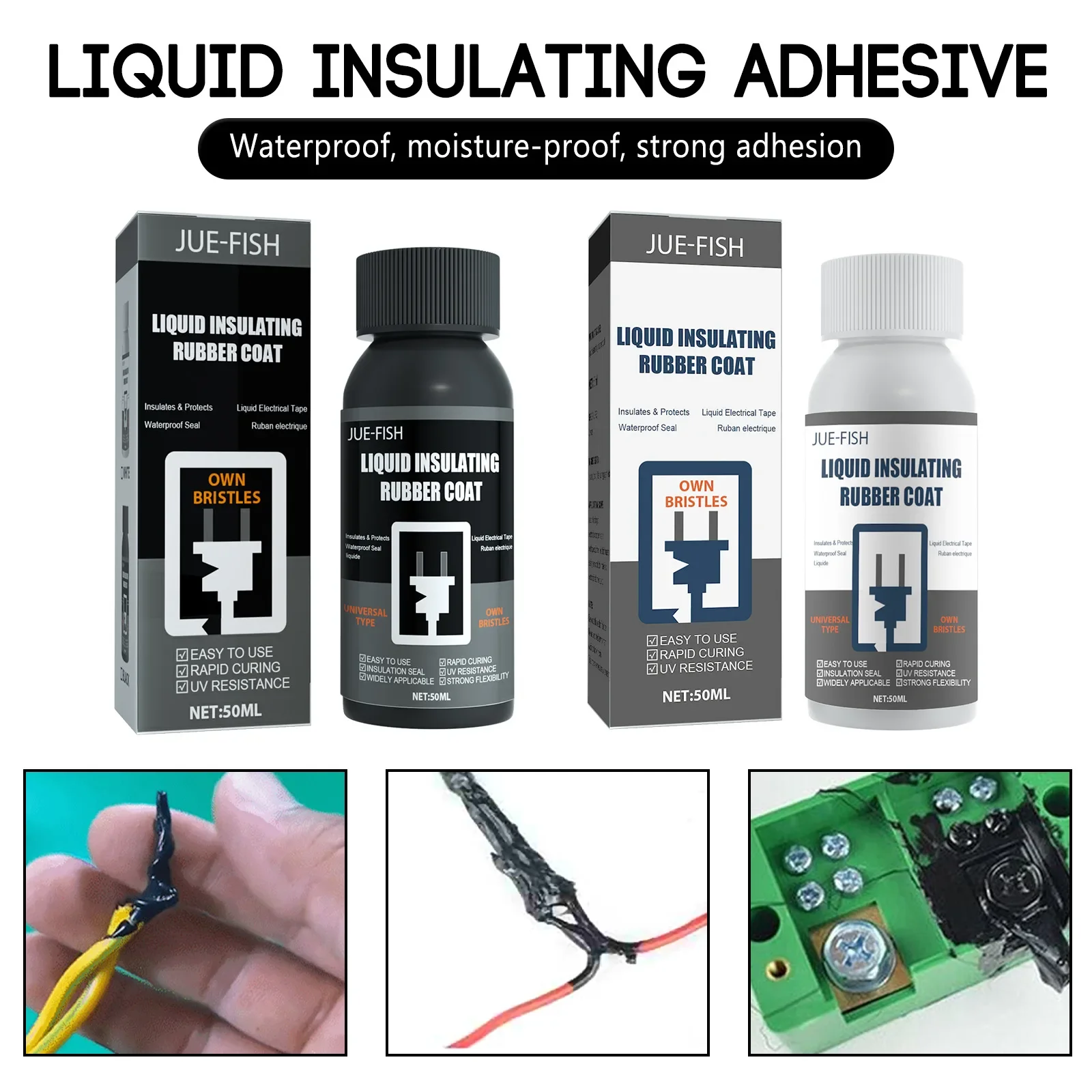 

50ML Liquid Insulating Tape Repair Rubber Electrical Wire Cable Coat Fix Line Glue Wide Range Liquid Insulation Paste