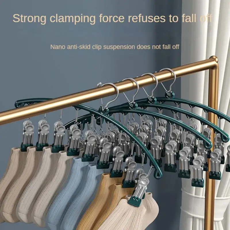 32 Clips Folding Clothes Dryer Hanger Windproof Socks Underwear Drying Rack Household Children Adults Storage Laundry Rack 4