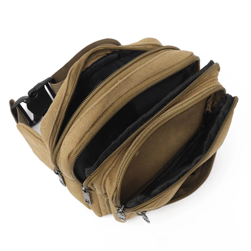 1 piece canvas waist bag with adjustable strap, light travel waist bag, large capacity, zipper closure, polyester lining - suita