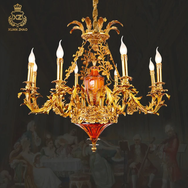 XUANZHAO Classical Elegant Empire Hanging Lights European Old Fashion  Hanging Lamp Red Chandelier Brass Antique Lamp