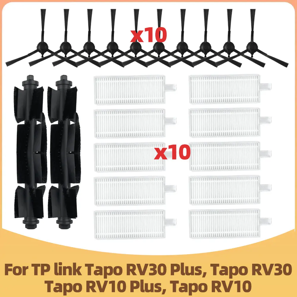 Adequado para Peças do Aspirador de pó Robô Tp-link Tapo Rv30 Plus Tapo Rv30 Tapo Rv10 Plus Tapo Rv10 Escova Lateral Principal e Filtro Hepa.