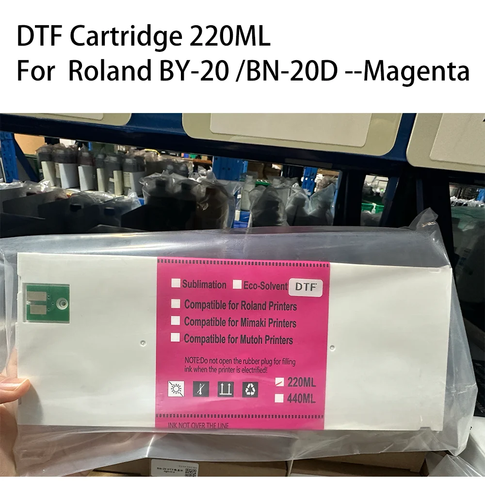 DTF Ink Cartridge Full With 220ML DTF Ink with Chip For Roland BY 20 BY20 BN 20D BN20 Printer BKCMYWH ink cartridge inkjet ink cartridge