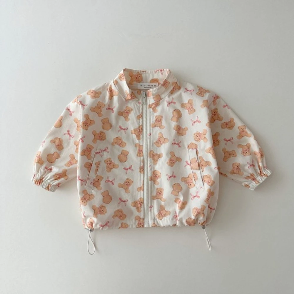 2025 Summer New Baby Cute Cartoon Print Coat Long Sleeve Infant Girl Sunscreen Jacket Kids Boys Zipper Coat Children Clothes