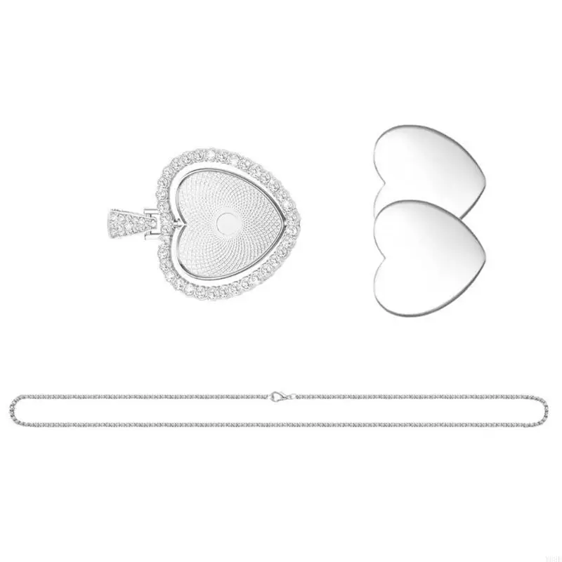 Doppelseitiger Herz anheizt Halskette Set rotierende Inlay -Tablettschmuck machen Accessoires für modische Frauen Mädchen Y08E – Detail 10