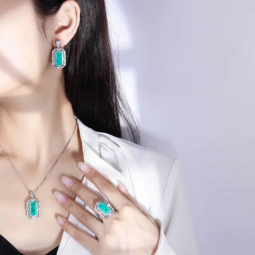 2022 New Vintage 8*16mm Paraiba Tourmaline Necklace Pendant