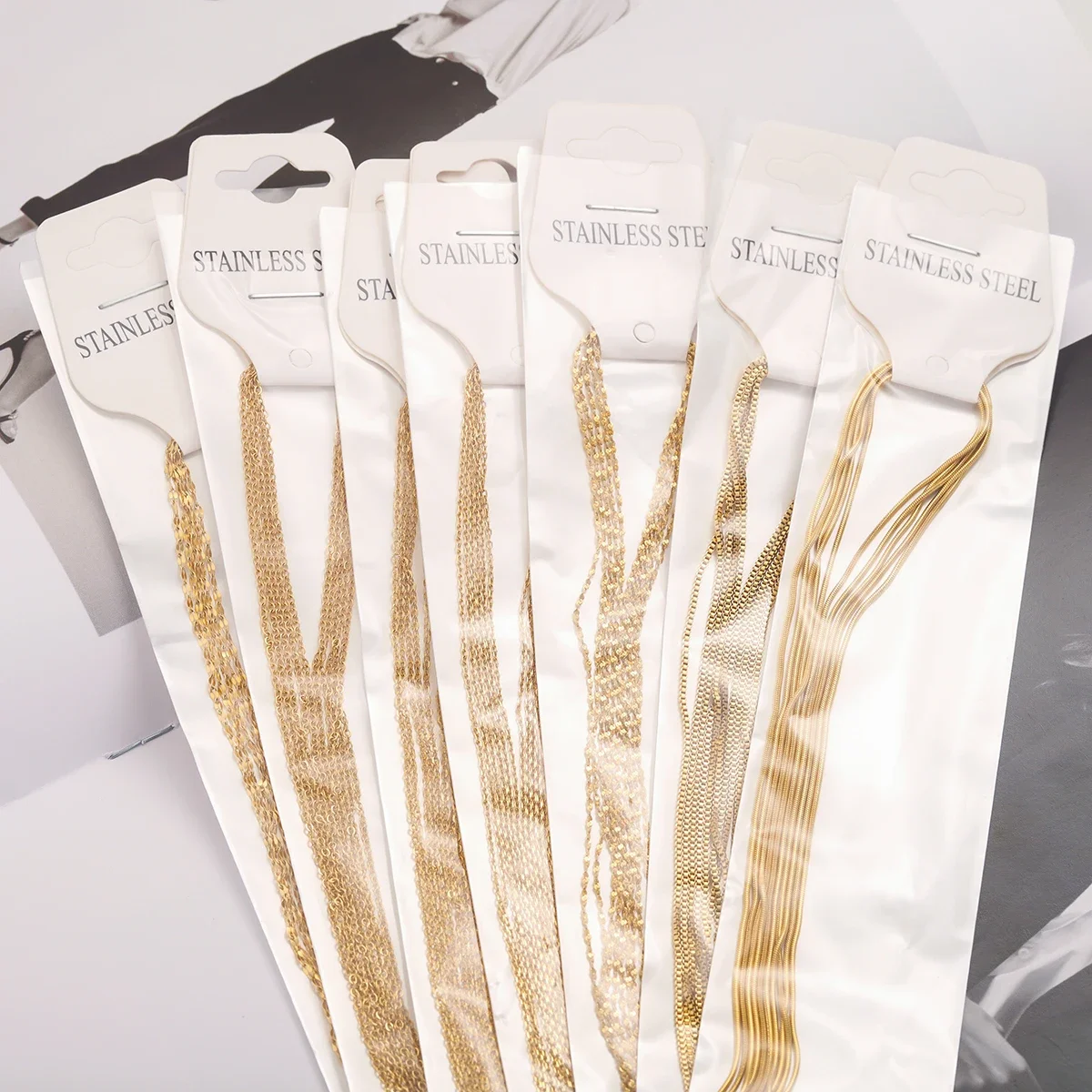 5pcs 45cm 조정 가능한 스테인레스 스틸 링크 유니버설 체인 목걸이 Diy 쥬얼리 쿠바 체인 결과 도매 만들기