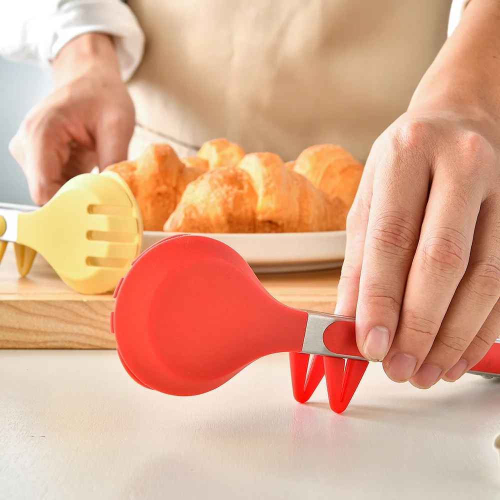 Food Tongs 1Pcs Silicone Stainless Steel for Camping Kitchen Baking Steak